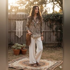 Erin London Animal Print Top Brown and Black